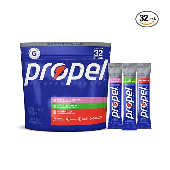 Propel Electrolyte Powder Drink Mix, 3 Flavor Variety Pack, (32 Servings), Zero Sugar, Enhanced Water Beverage, Gatorade Electrolytes, Vitamins, No Added Colors, No Artificial Flavors, Hydration